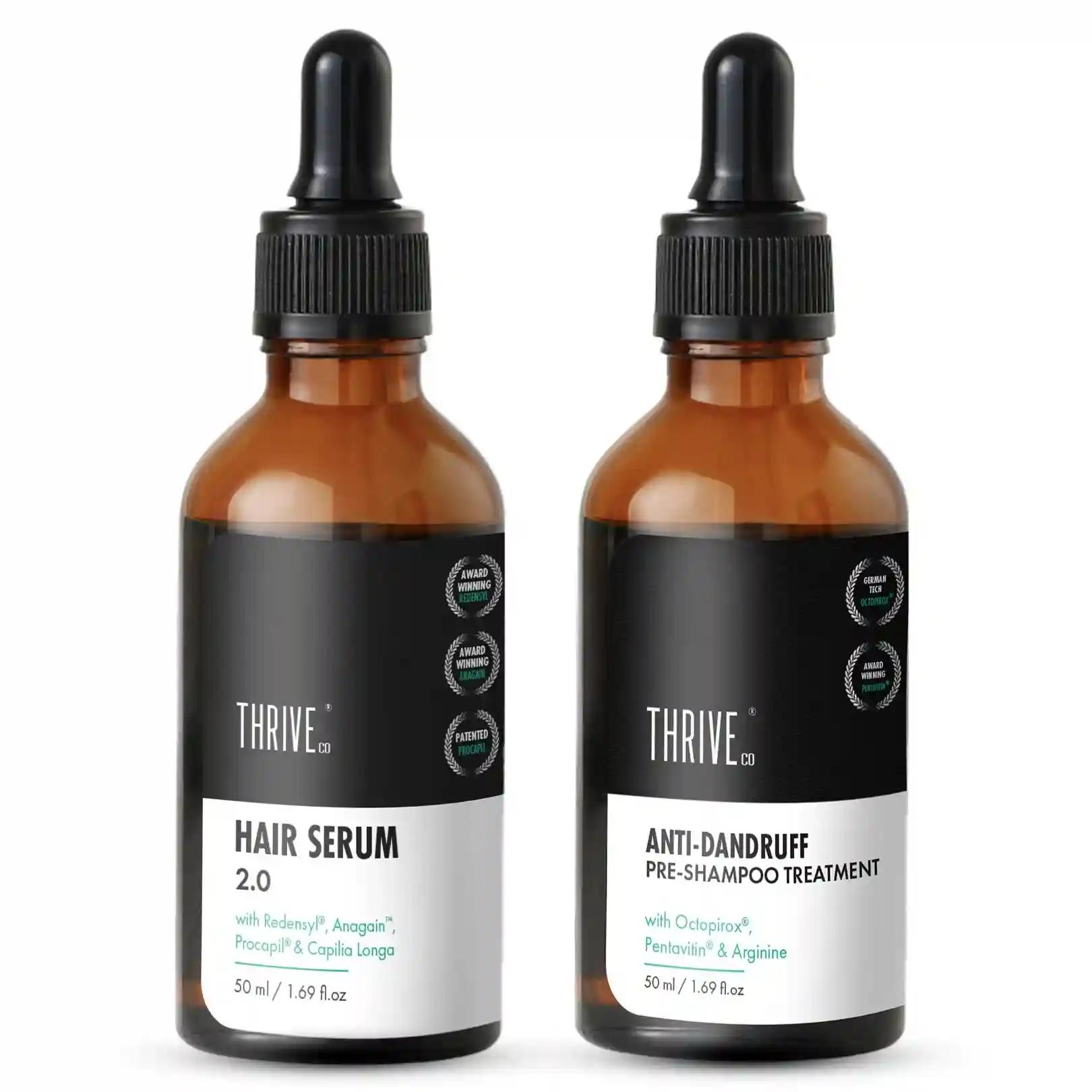 ThriveCo 'Less Dandruff, More Hair' Kit: Hair Growth Serum + Anti-Dandruff Pre-Shampoo Lotion