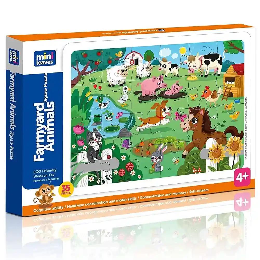 Mini Leaves Farmyard Animals 35 pieces wooden Jigsaw Puzzles