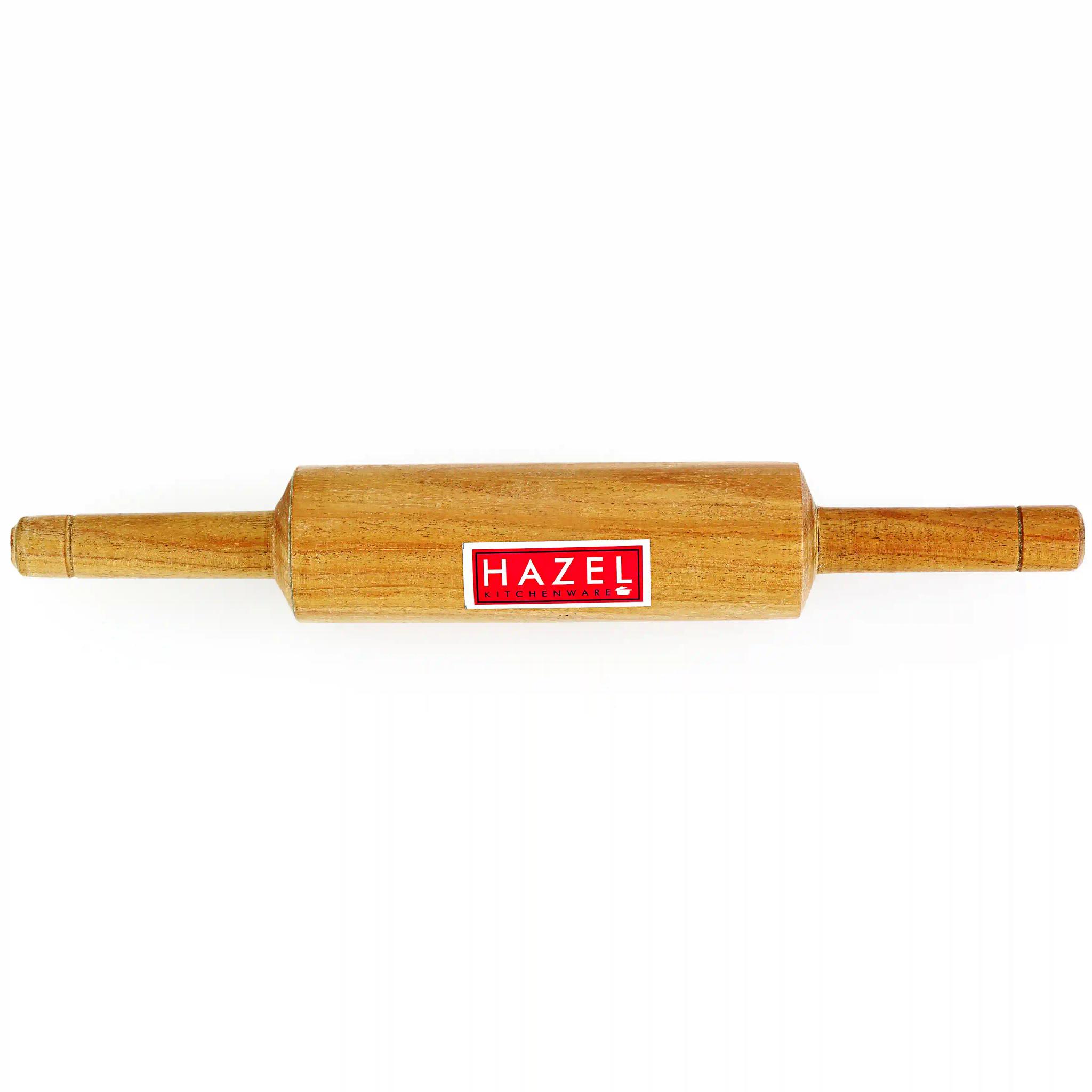 HAZEL Wooden Belan Rolling Pin Sagwan Roti Phulka Dough Roller for Home and Kitchen, 38 cm