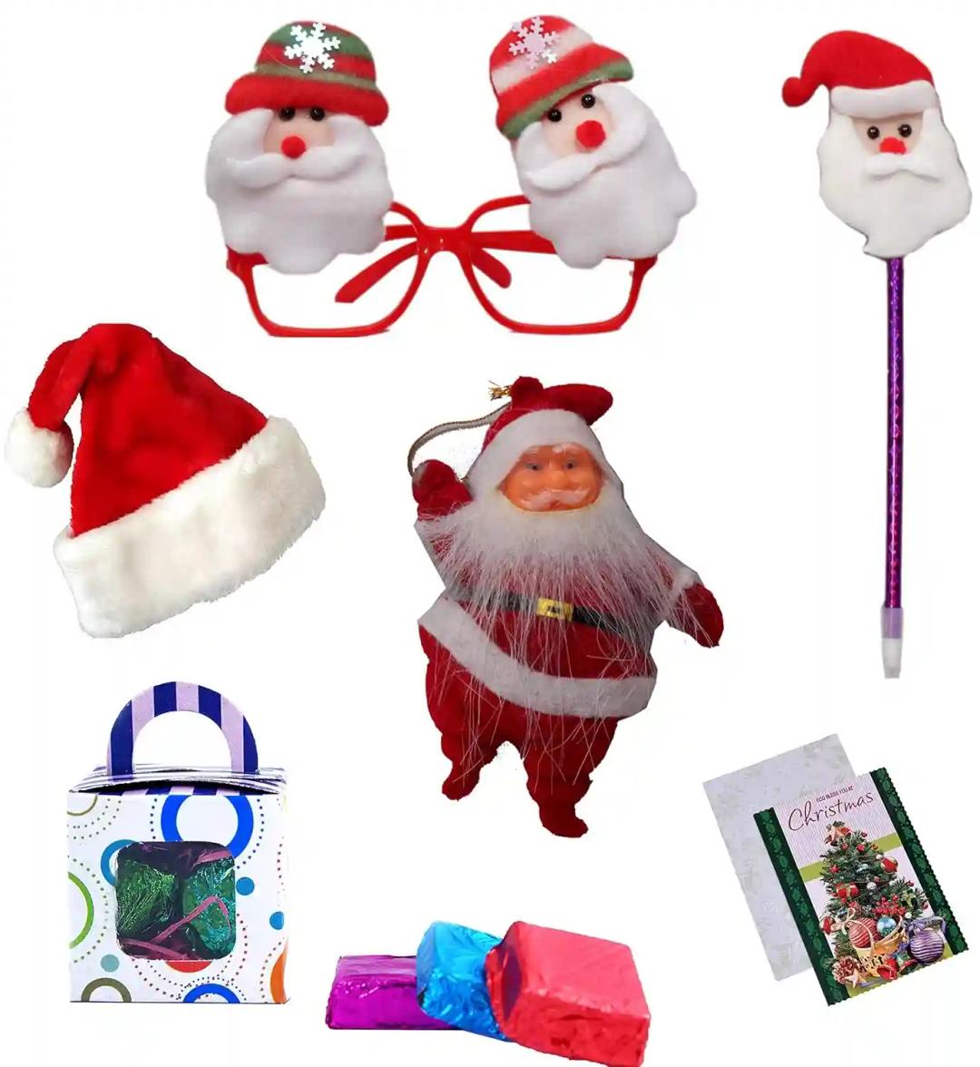 Christmas Gift for Kids/Christmas Gifts for Girls/Christmas Gifts for Boys-1Christmas Cap,1 Wrist Band,1 Goggle Accessories, 1 Santa Pen+ A Box of Handmade Chocolates for Kids+1 Christmas Card