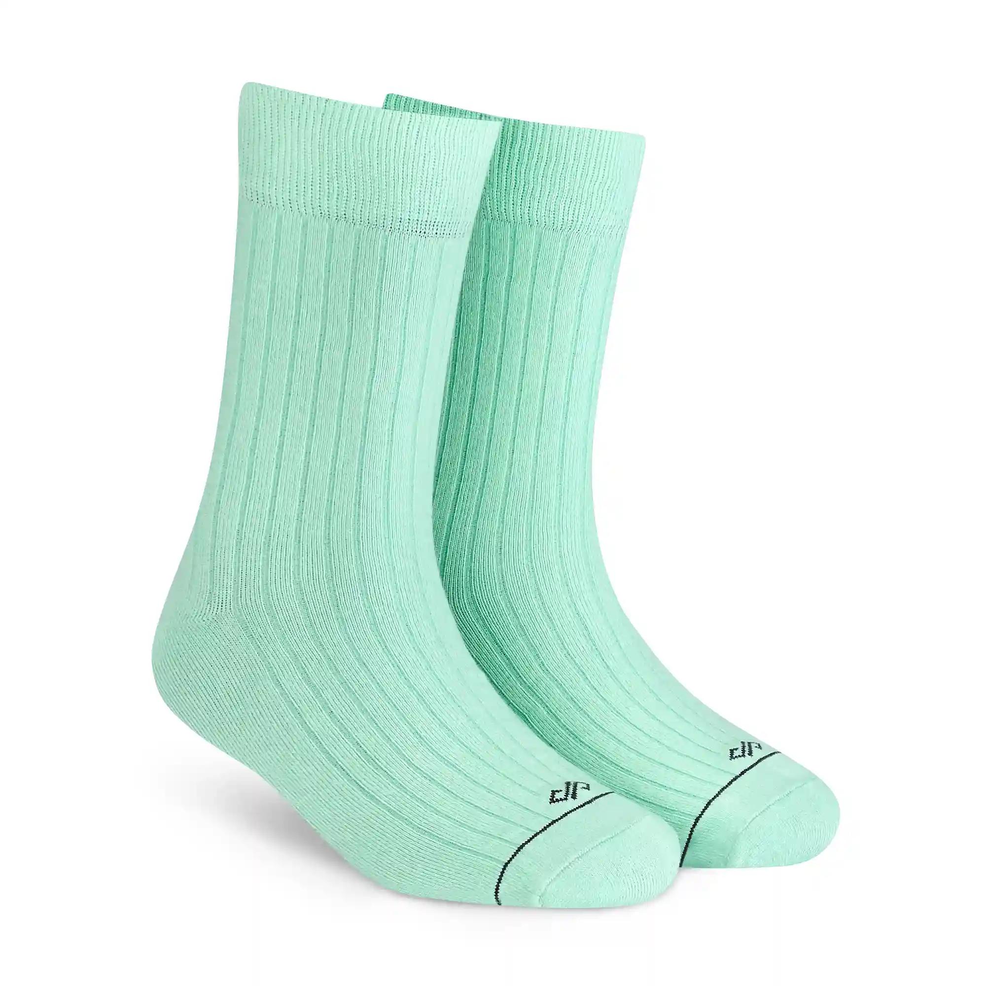 DYNAMOCKS Men's and Women's Combed Cotton Solid Crew Length Socks (Pack of 1) (Mint, Free Size)