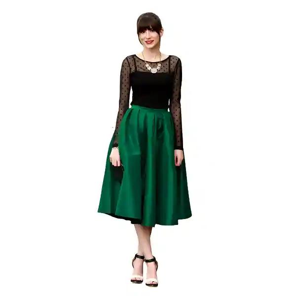 Handmade Emerald Green Silk Taffeta Midi Pleated Skirt – Elegant Wedding & Party Wear-L