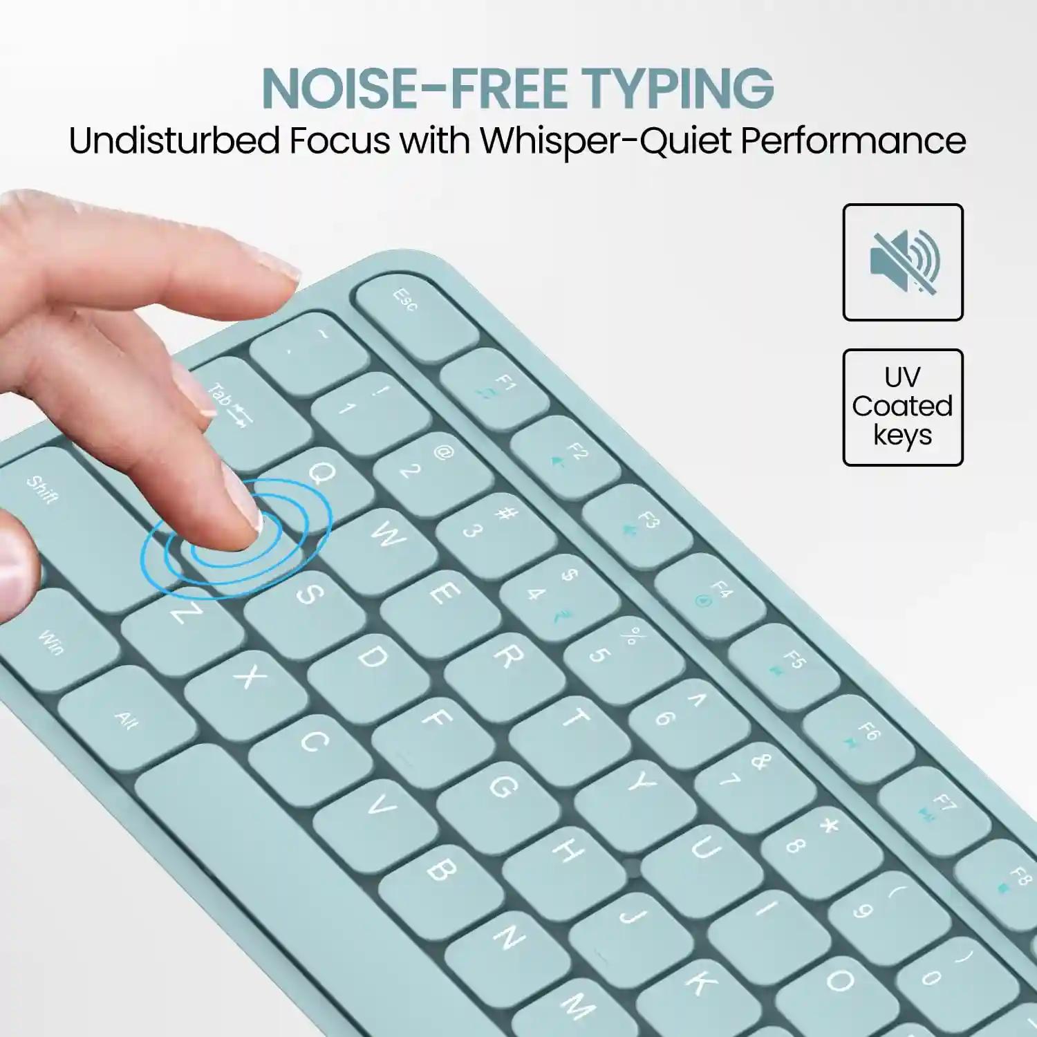 Portronics Ki-Pad 3 USB Wired Keyboard with Large Keycaps, Noise-Free Typing, Fn Multimedia Hotkeys, Full-size Layout with Num Pad, Ergonomic Design, 1.5m USB Cable, for Laptop, PC, Mac (Blue)