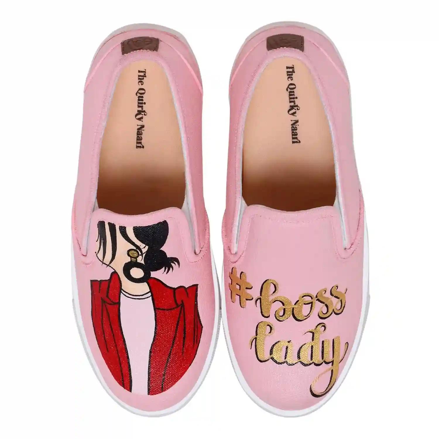 THE QUIRKY NAARI Boss Lady Slipons - Pink - Fashionable Yet Functional | 6 UK