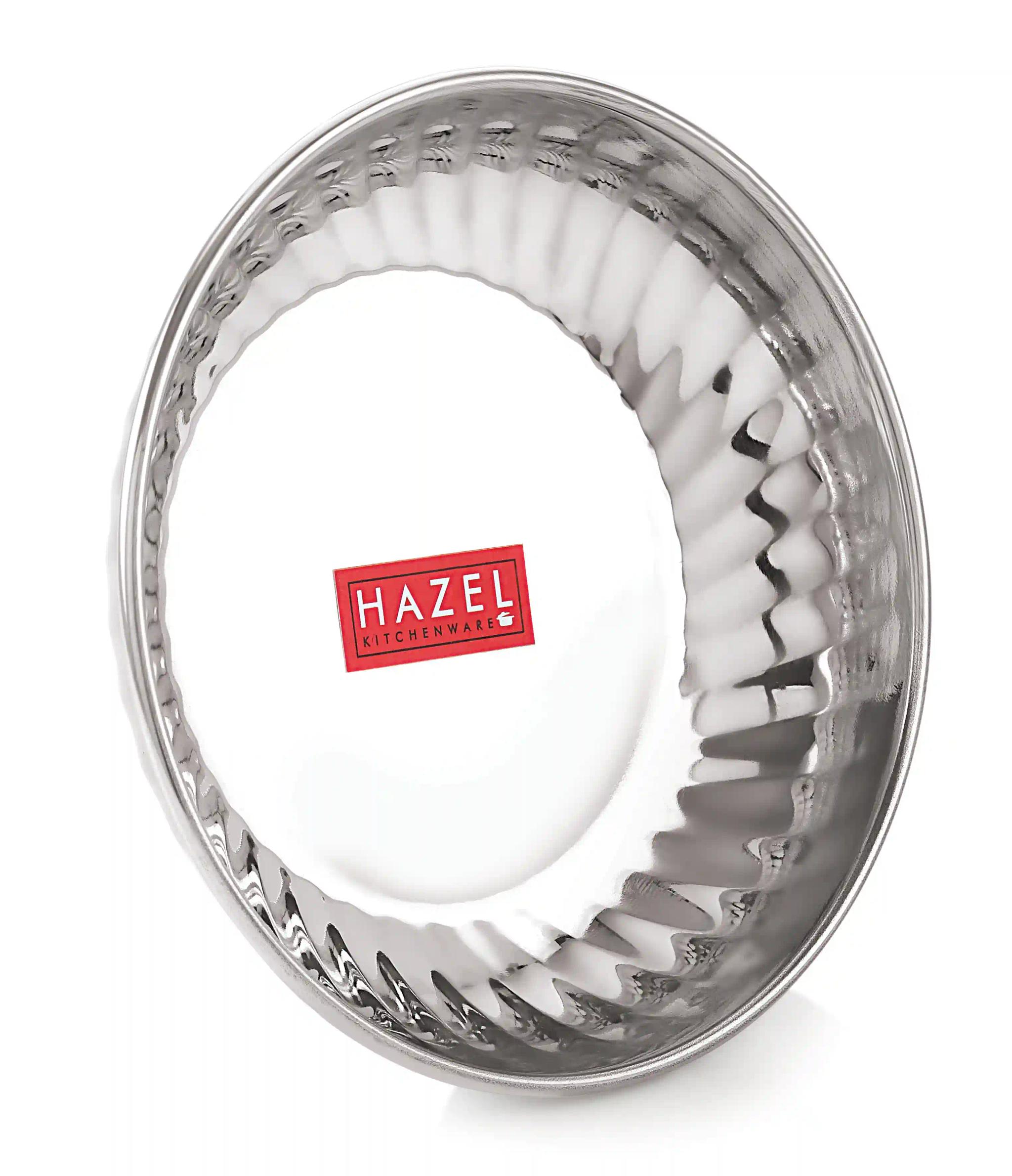 HAZEL Stainless Steel Serving Sweet Dish Dessert Plate, Set of 4, 310 ML Each, Silver