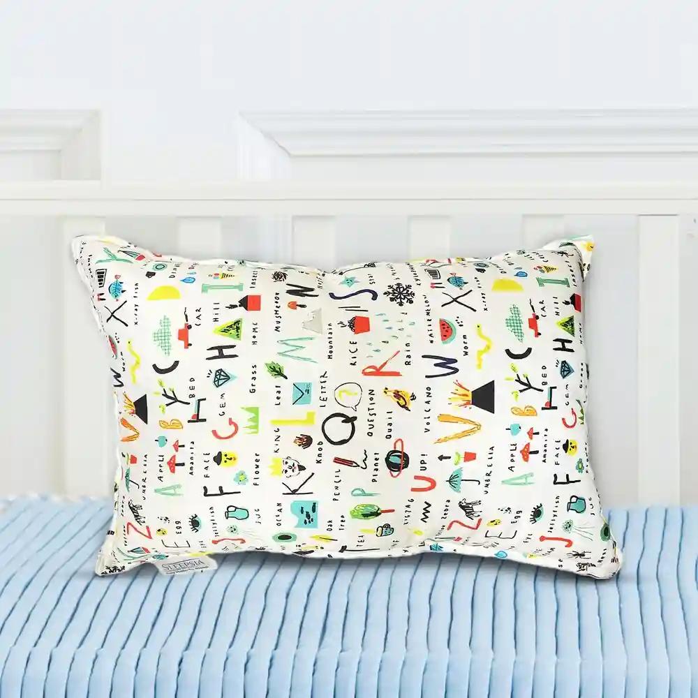 Sleepsia Microfiber Baby Pillow For Sleeping - Soft Kids Pillow With Alphabetic Print (12" X 18" )