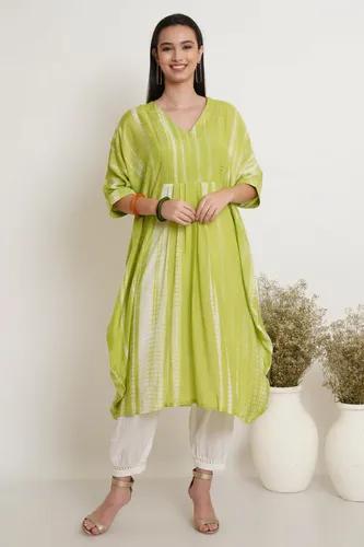 Lime Green Tie Dye Kaftan - X-Small