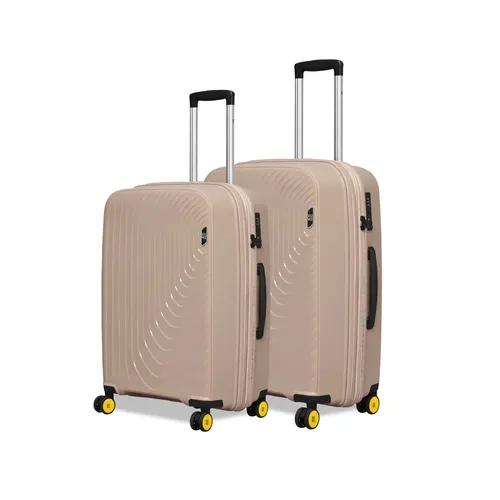 EUME Wanderer Check-In Medium 65 Cm And Check-In Large 76 Cm Luggage Trolley Bags For Travel |Polypropylene (Pp) 8 Silentrun Wheels Suitcase - Set Of 2 ( Champagne Gold)