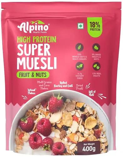 Alpino Health Foods High Protein Super Muesli Fruit & Nuts (400 G)