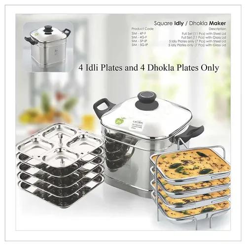 JVL Stainless Steel Idli/Dhokla Maker 4 Plates with Lid