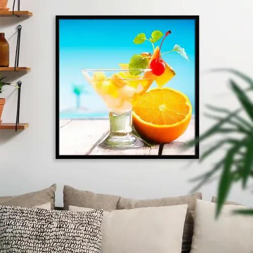 ArtzFolio Fruit Salad Image | Premium Canvas Painting for Bedroom & Living Room | Black Wood Frame | 16 x 16 inch (41 x 41 cms)