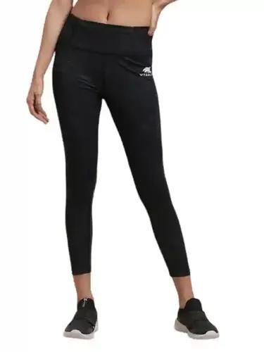 VITAWOLF Women's Tight Gym Wear with Back Pocket | Track Pants Ideal for Active Wear, Yoga and Workout | Stretchable Gym Pants for Women (X-Large) Black