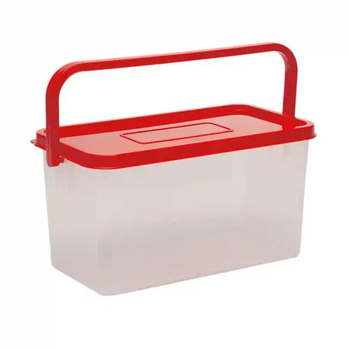 Gluman Polypropylene Pick N Carry Multipurpose Storage Box With Lid (3.3 Litre) | Dishwasher Safe | Freezer Safe | 100% Food Grade | Recyclable (Red)