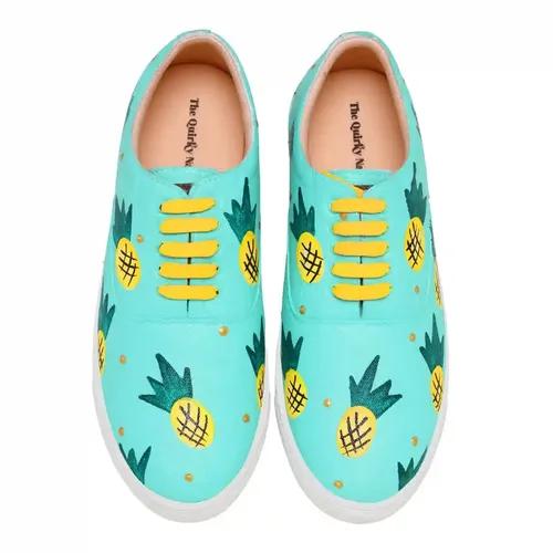 THE QUIRKY NAARI Pineapple Sneakers Say Hello to Summers | Teal - 6 UK