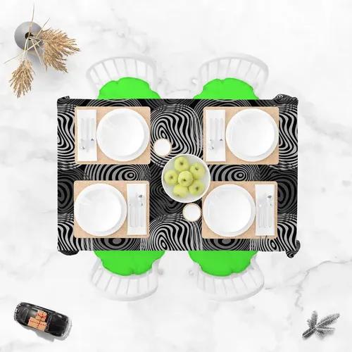 ArtzFolio Fashion Circles | Table Cloth Cover for Dining & Center Table | Washable Waterproof Polyester Fabric | 6-Seater Table; 48 x 72 inch (122 x 183 cms)