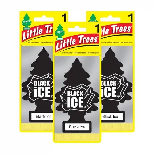 LITTLE TREES Hanging Car Air Freshener - Black Ice (Pack of 3)