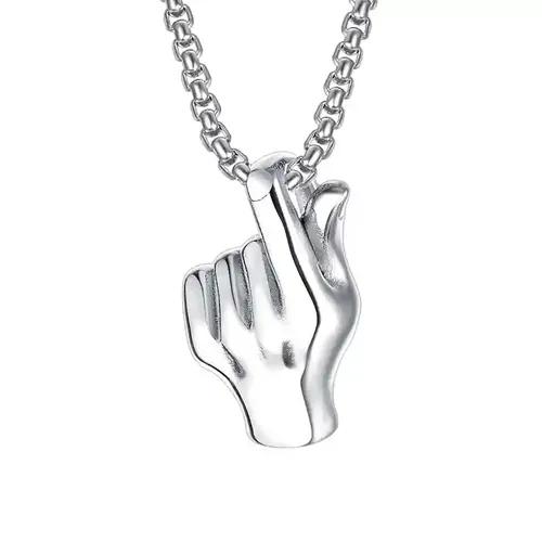 Hand Posture Design Pendant with Silver Chain