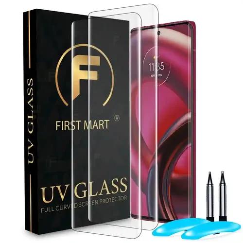 FIRST MART Tempered Glass for Motorola Edge 30 Fusion with Edge to Edge Full Screen Coverage and Easy UV Glue Installation Kit, Pack of 2