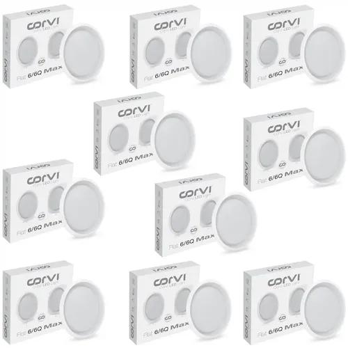 COrVI Led Flat 6 Round, 15Watt (Easy White) Pack of 10