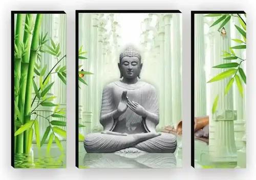 Framed Buddha Wall Painting for Home Decor - Pattern 188