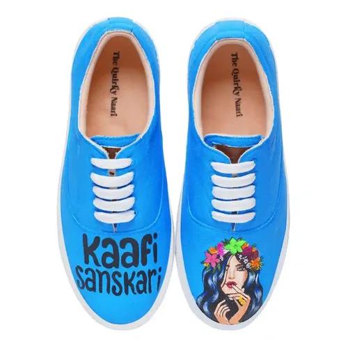 THE QUIRKY NAARI Kaafi Sanskari Sneakers for Ultra-Cool Sanskaari You | Blue - 3 UK