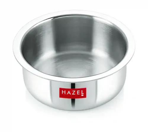 HAZEL Triply Stainless Steel Cookware| Stainless Steel Patila Utensils Set for Kitchen, 1000 ml | Induction Bottom Triply Tope| Stainless Steel Container for Kitchen