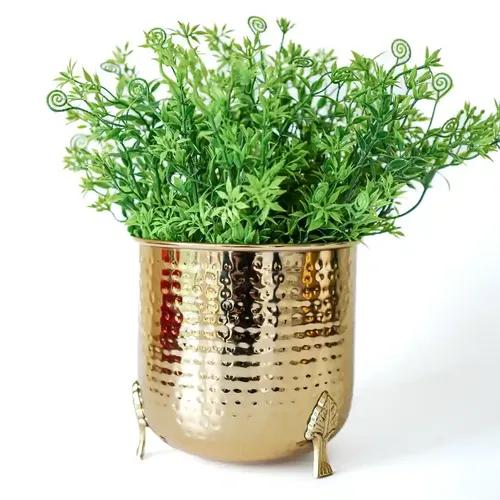 Behoma Metal Hammered Planter for Home Decor | Decoratives for Indoor Outdoor Balcony Living Room | Table Decorative plant Pot for Gifting | Golden (Plant not Included)