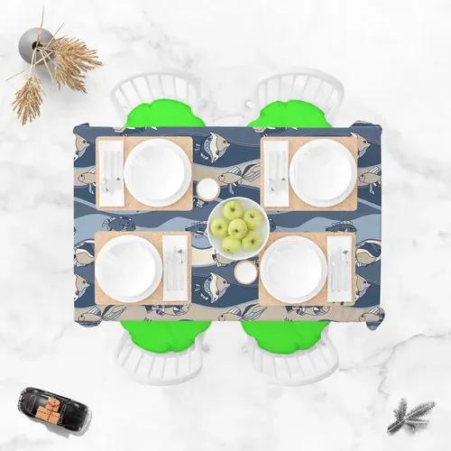 ArtzFolio Fish Aquarium | Table Cloth Cover for Dining & Center Table | Washable Waterproof Polyester Fabric | 8-Seater Table; 54 x 81 inch (137 x 206 cms)