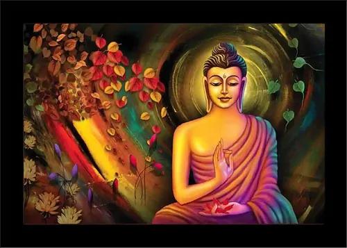 Buddha Wall Painting For Home Decoration Pack of 1 (50 x 35 Cm)- Pattern 155