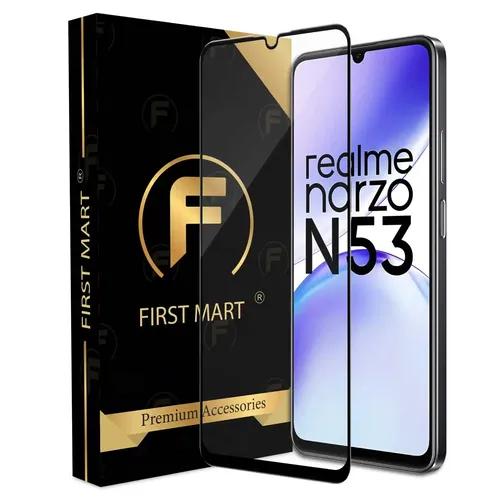 FIRST MART Premium Tempered Glass for Realme Narzo N53 5G / Realme C53 5G with Edge to Edge Coverage and Easy Installation Kit, Pack of 1