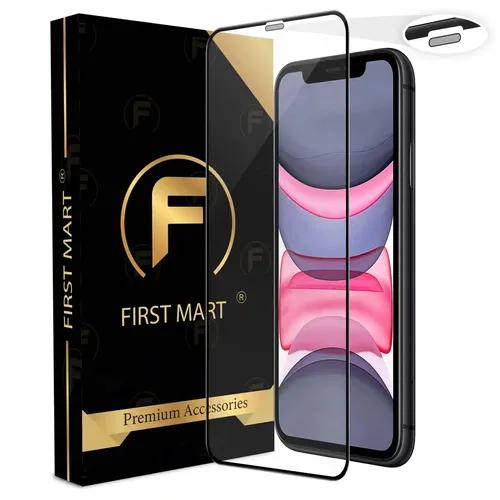 FIRST MART Premium Tempered Glass for iPhone 11 / iPhone XR Edge to Edge Screen Coverage and Speaker Mesh Dust Filter, Easy Installation Kit