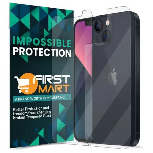 FIRST MART Front and Back Tempered Glass for iPhone 13 Mini (5.42 Inch) Impossible Fiber Case Friendly Screen Protection & Installation Kit | Front and Back Crystal Clear Guard