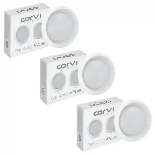 COrVI Led Flat 4 Round, 6Watt (White) Pack of 3