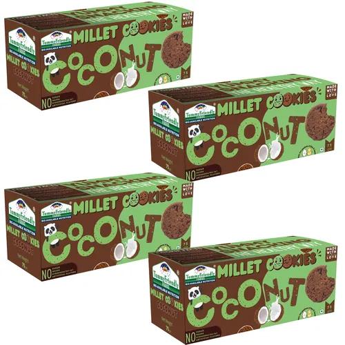 Tummy Friendly Foods Millet Cookies - Coconut - 4 Packs - 75G Each. Healthy Ragi Biscuits, Snacks For Baby, Kids & Adults