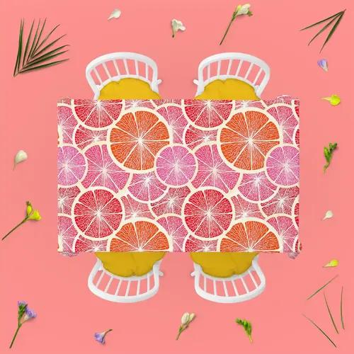 ArtzFolio Grapefruit | Table Cloth Cover for Dining & Center Table | Washable Waterproof Polyester Fabric | 8-Seater Table; 54 x 81 inch (137 x 206 cms)