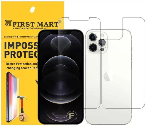 FIRST MART Front and Back Tempered Glass for iPhone 12 Pro Max (6.7 Inch) Impossible Fiber Case Friendly Screen Protection & Installation Kit | Front and Back Crystal Clear Guard