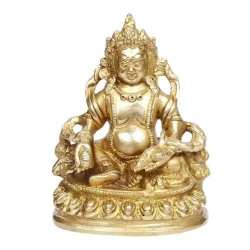 ARTVARKO Brass Idol Lord Kuber Sitting Blessing Statue | Murti For Pooja Room, Meditation, Prayer, Business Murti For Prosperity Money Home Décor Locker Safe Tijori 6 Inches