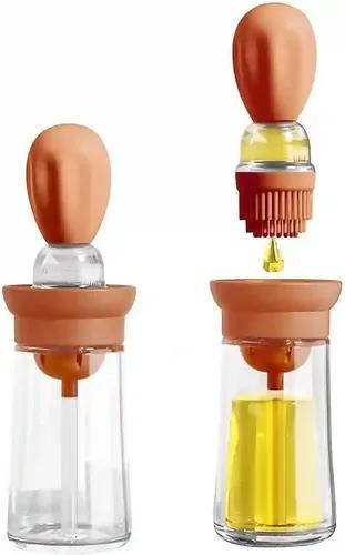 Kunya Glass Oil 2 in 1 Silicone Dropper & Brush Measuring Oil Dispenser (Color Will be Sent as per Stock Availability)