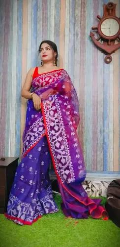 Blue Reshom Silk Handloom Jamdani Saree