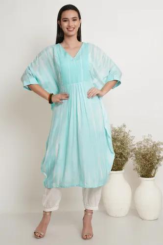 Turquoise Blue Tie Dye Kaftan - X-Small