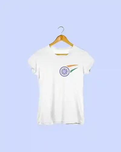 Ashoka Chakra with Tricolor Tee for Women: Empowering Elegance - S