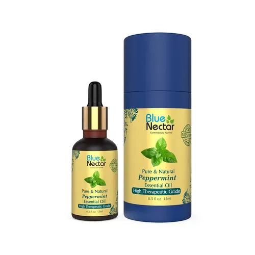 BLUE NECTAR Pure and Natural Peppermint Essential Oil for Hair, Body, Skin and Aroma diffuser (15 ml)