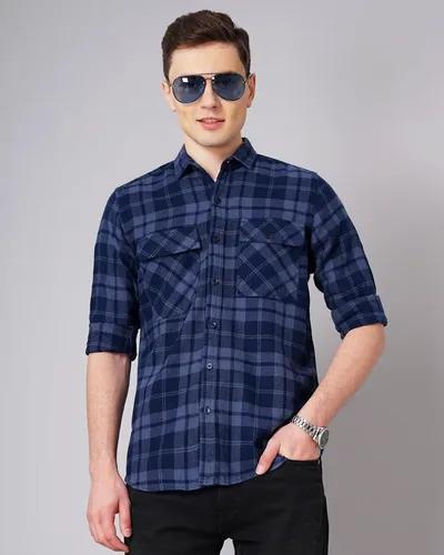 Blue Brush Checks Shirt - M (38)