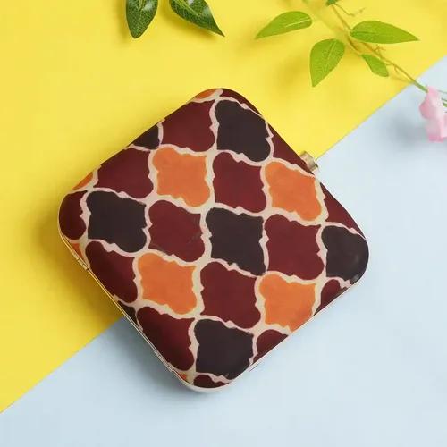 Stylish New Printed Designer Clutch For Women - Brown & Orange