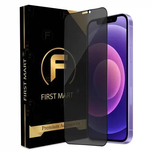 FIRST MART Edge to Edge Matte Privacy Tempered Glass for iPhone 12 Mini Full Screen Coverage with Easy Installation Kit | Black