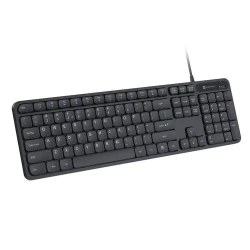 Portronics Ki-Pad 3 USB Wired Keyboard with Large Keycaps, Noise-Free Typing, Fn Multimedia Hotkeys, Full-size Layout with Num Pad, Ergonomic Design, 1.5m USB Cable, for Laptop, PC, Mac (Black)