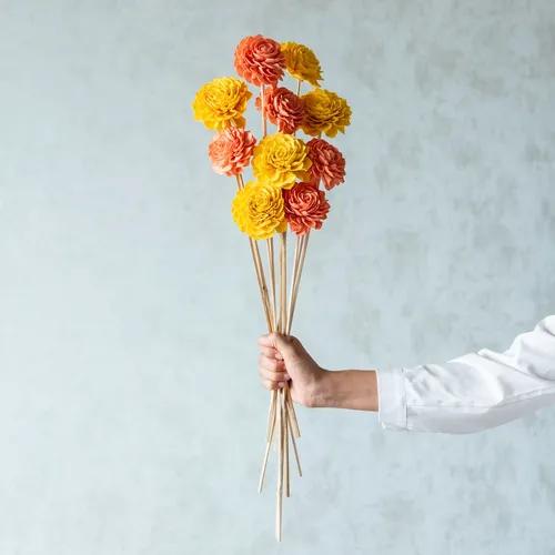 Yellow and Peach Sola Flowers Set (10 sticks)