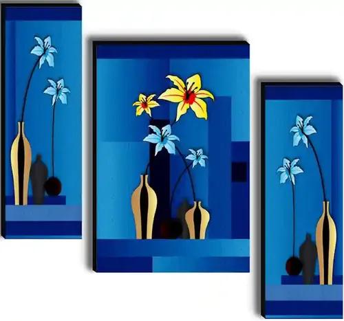 Framed Flower Vase Wall Painting for Home Decor - Pattern 198