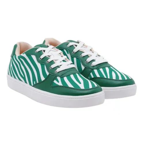 THE QUIRKY NAARI Green - Z Sneakers in Playful Pattern | Green - 5 UK