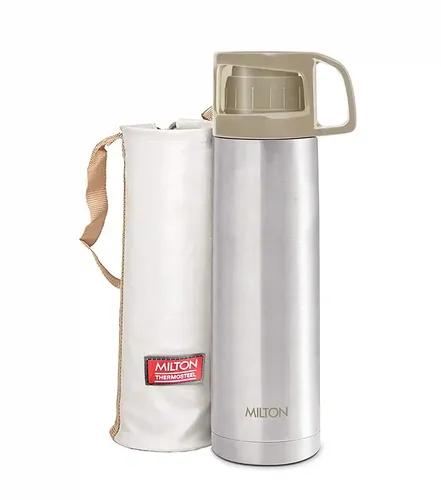 Milton Glassy 500 Thermosteel 24 Hours Hot and Cold Water Bottle with Drinking Cup Lid, 500 ml, Grey | Leak Proof | Office Bottle | Gym Bottle | Home | Kitchen | Hiking | Trekking | Travel Bottle